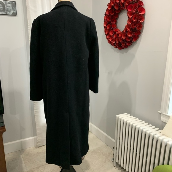 Perry Ellis double breasted black wool coat 12 - Picture 3 of 8